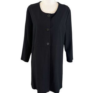 Eileen Fisher Womens Jacket Black Long Size Large Washable Stretch Crepe Office